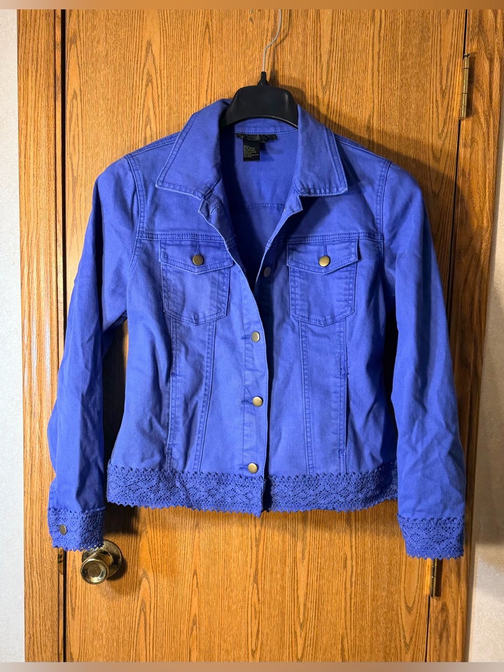 twiggy LONDON Royal Blue Lace-Hem Denim Jacket